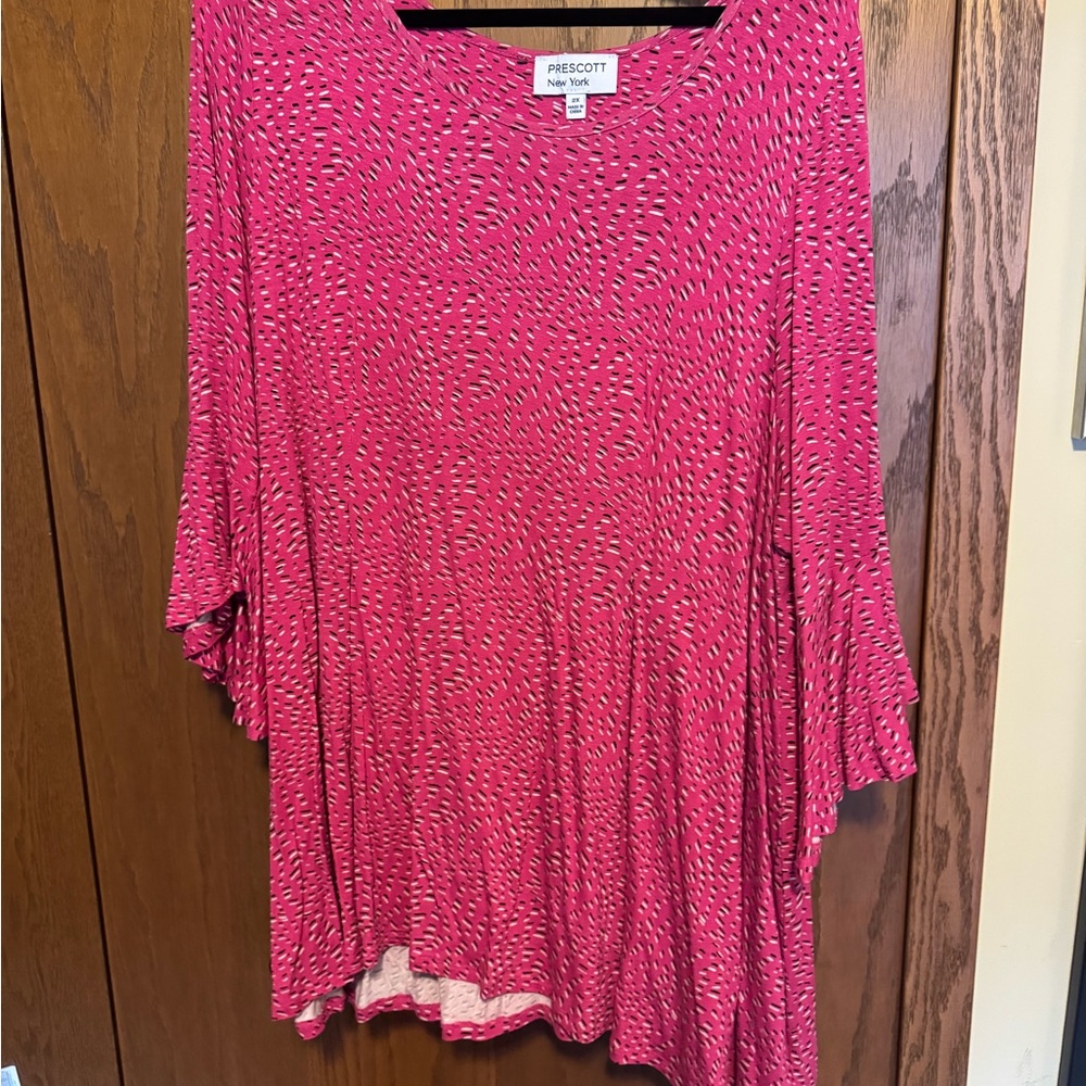 Scott Fuchsia Patterned Tunic Top